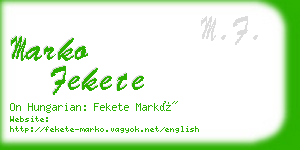 marko fekete business card